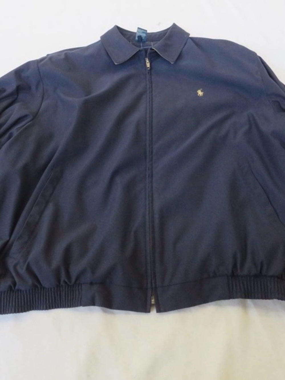 Vintage Polo Ralph Lauren Mens L Navy Harrington Windbreaker Jacket Pony Zip